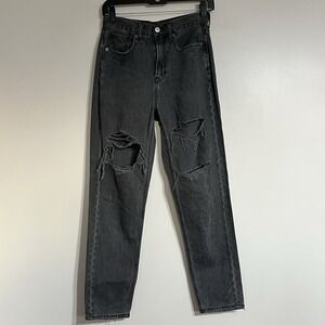 American Eagle High‎ Rise Black Mom Jeans Women's Size 2 Distressed
